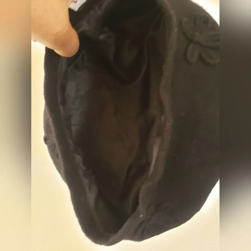 Toddler 100% Wool Hat Elegant Black Beret With Pretty Star Embroidery